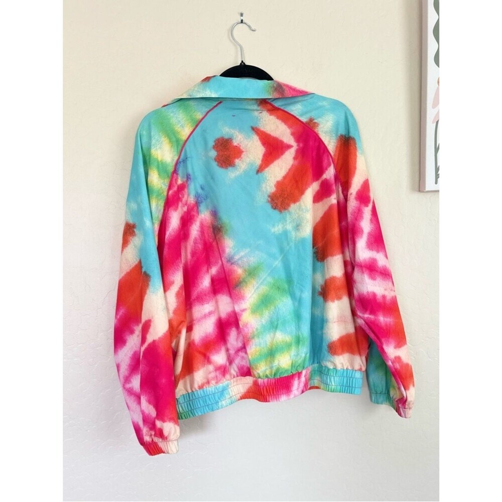 Terez Totally Tie Dye Ripstop Half Quarter Zip Windbreaker Jacket 80s Large - Picture 7 of 8